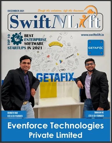 Evenforce founders receiving the Best Enterprise Software award in 2021